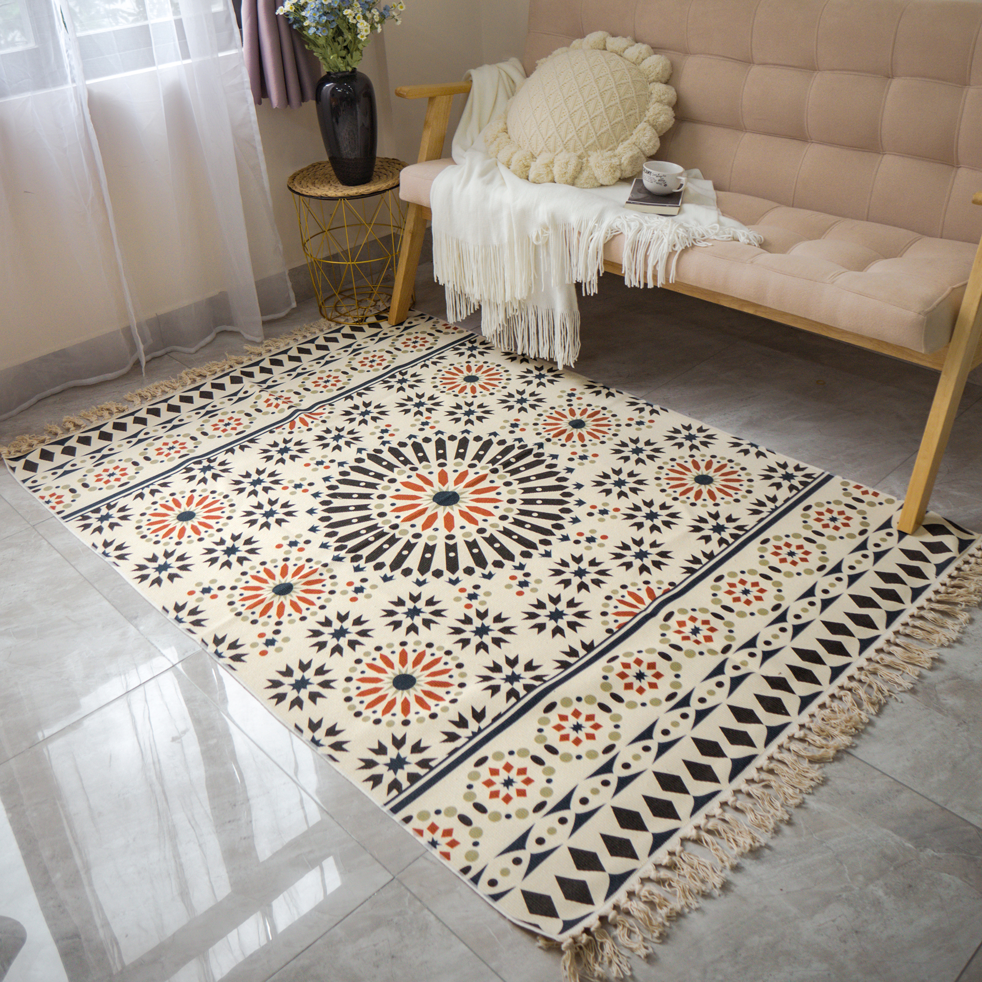 Thảm Trải Sàn Canvas Trang Trí Phòng Ngủ Chân Ghế Phòng Khách Họa Tiết Hiện Đại