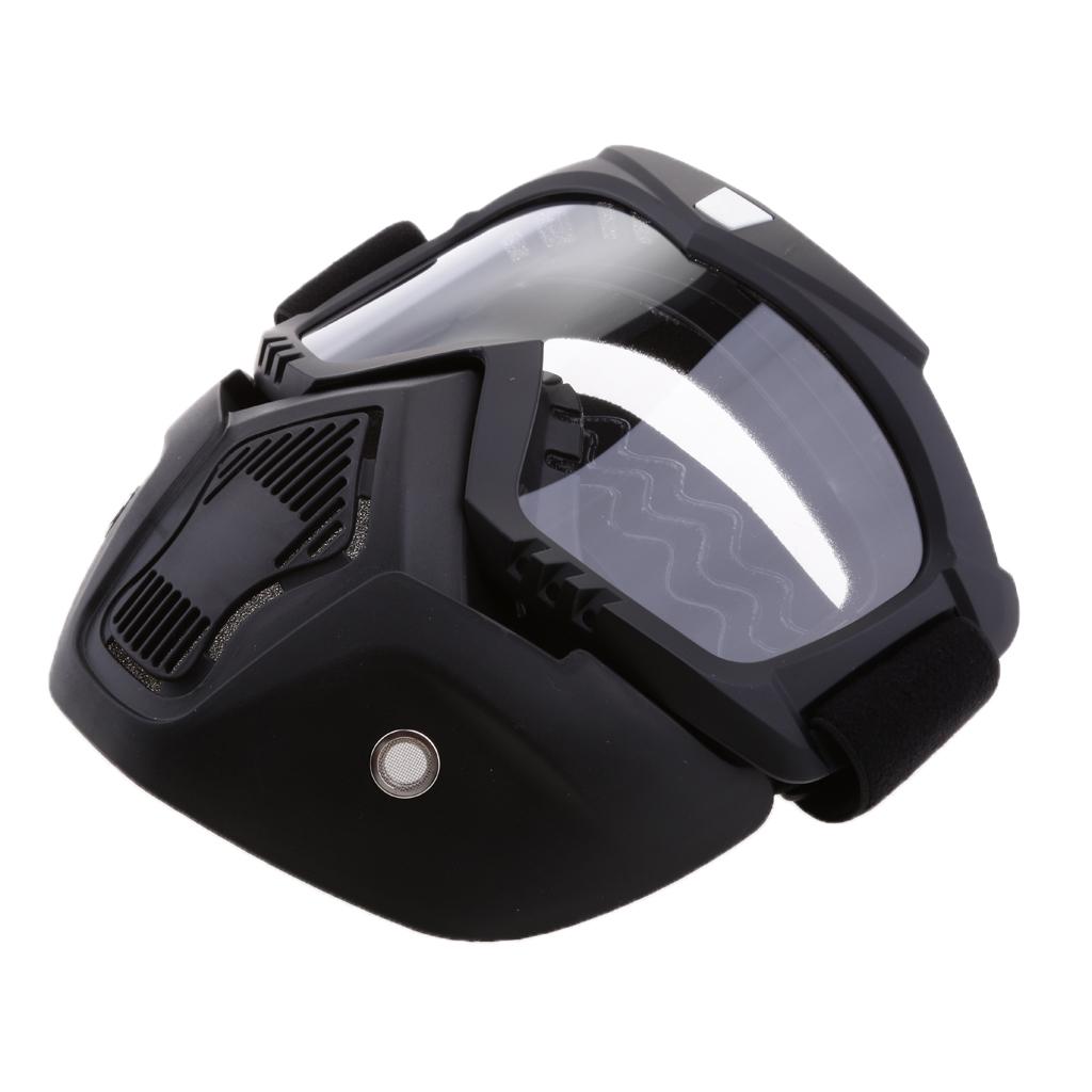 2x Motorcycle Riding Helmet Windproof Face Mask Detachable Goggles Clear