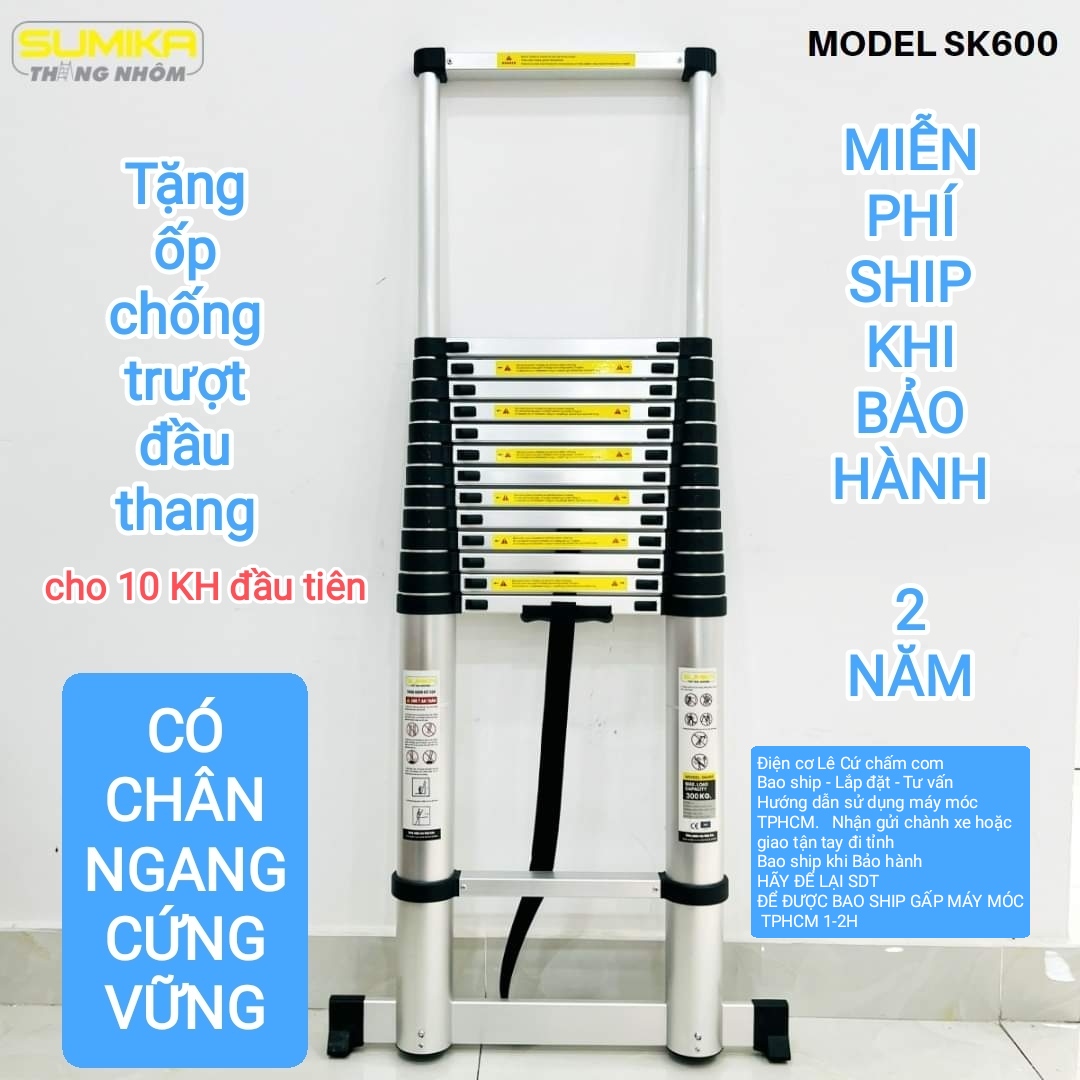 Thang rút đơn 6m Sumika - Bao ship gấp TPHCM 1-2H