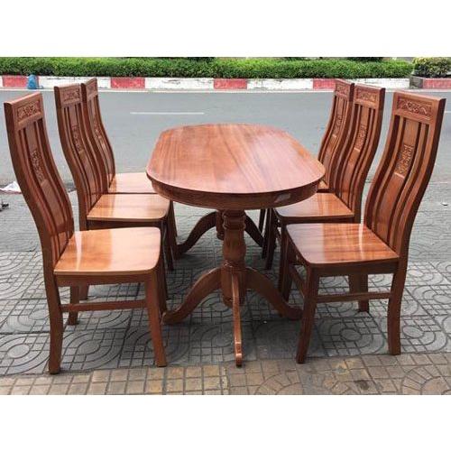 Bộ bàn ăn bầu dục gỗ sồi 6 ghế