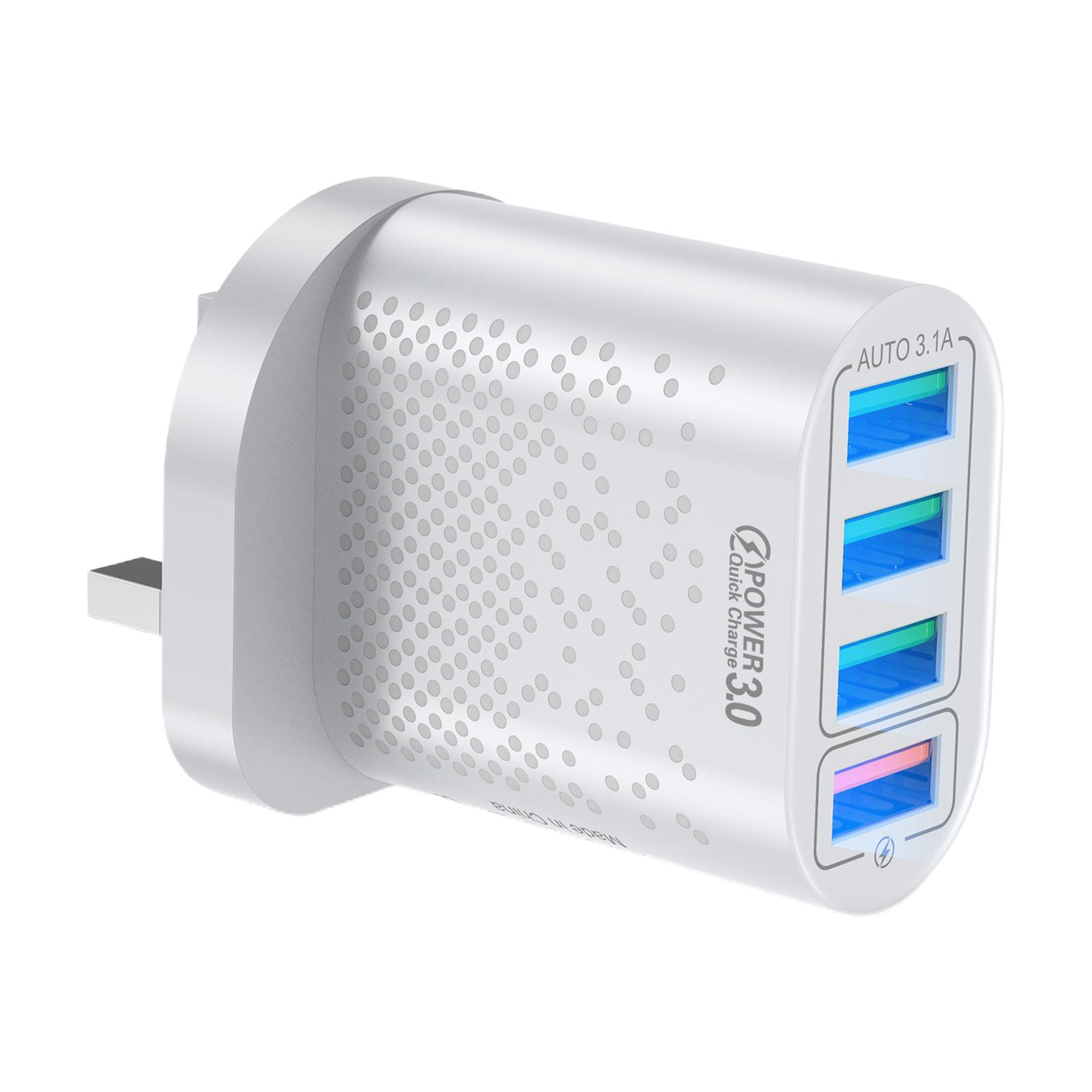 Quick Charge USB Wall Charger,Fast Charger 4-Port Power Adapter Charging Block with QC 3.0 Plug for iPhone 11Pro/MAX/X/XS/XR/XS Max/8/7/6/Plus
