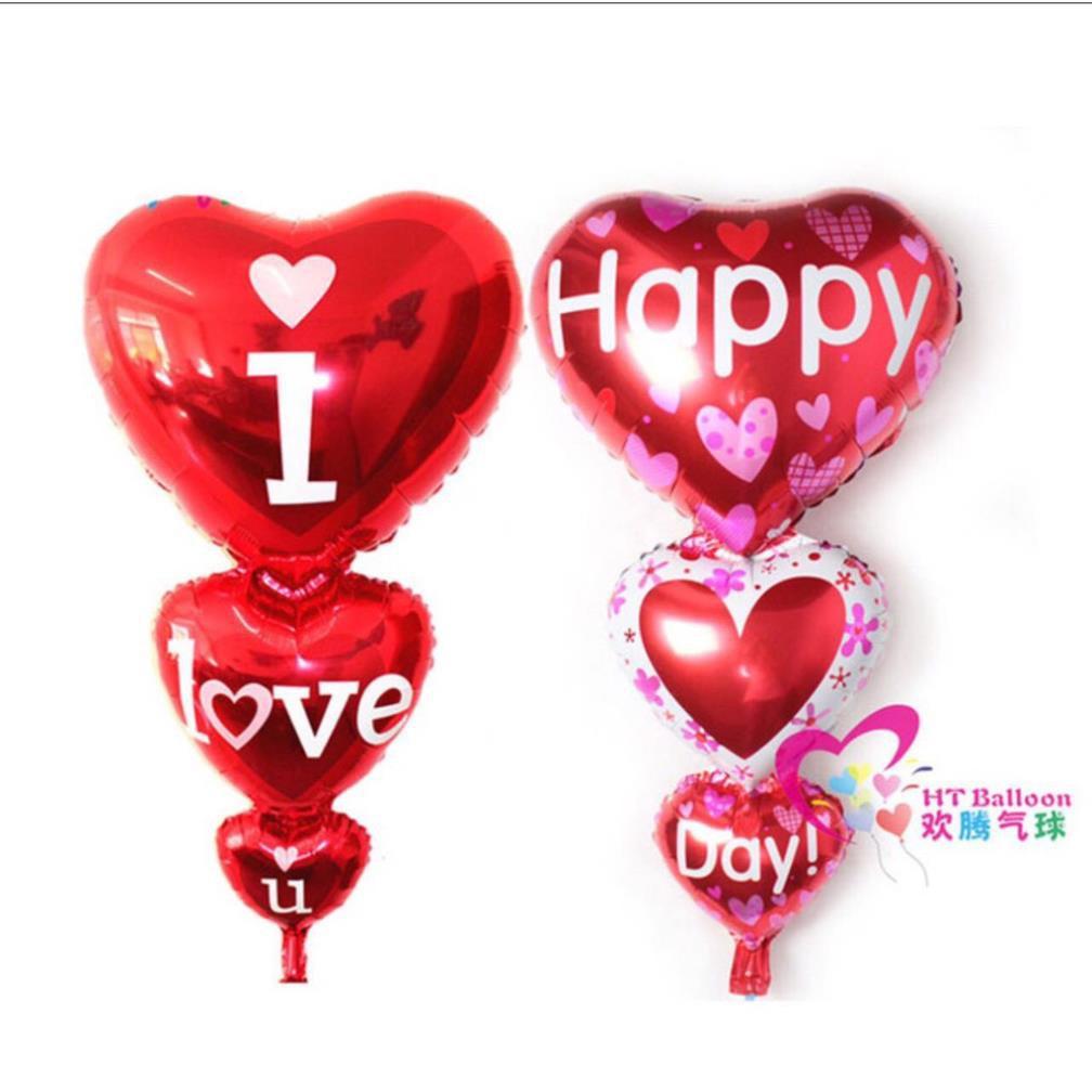Bóng bay trái tim 3 tầng màu đỏ