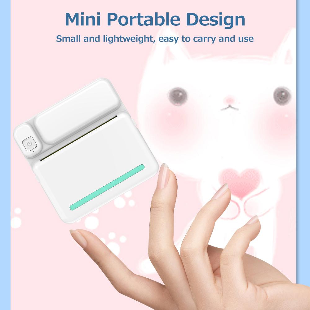 C19 Pocket-size Thermal Printer Wireless BT Printer Simple Operation Support Photo Notes Errors Text Memo Printing