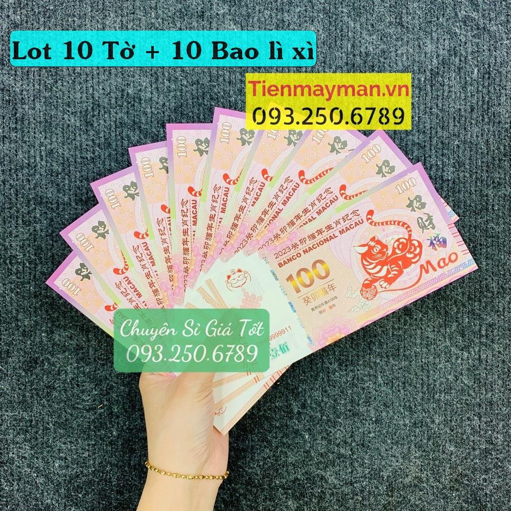 Xấp 100 Tờ Tiền Hình Con Mèo 100 Macao lưu niệm Lì Xì Tết 2023