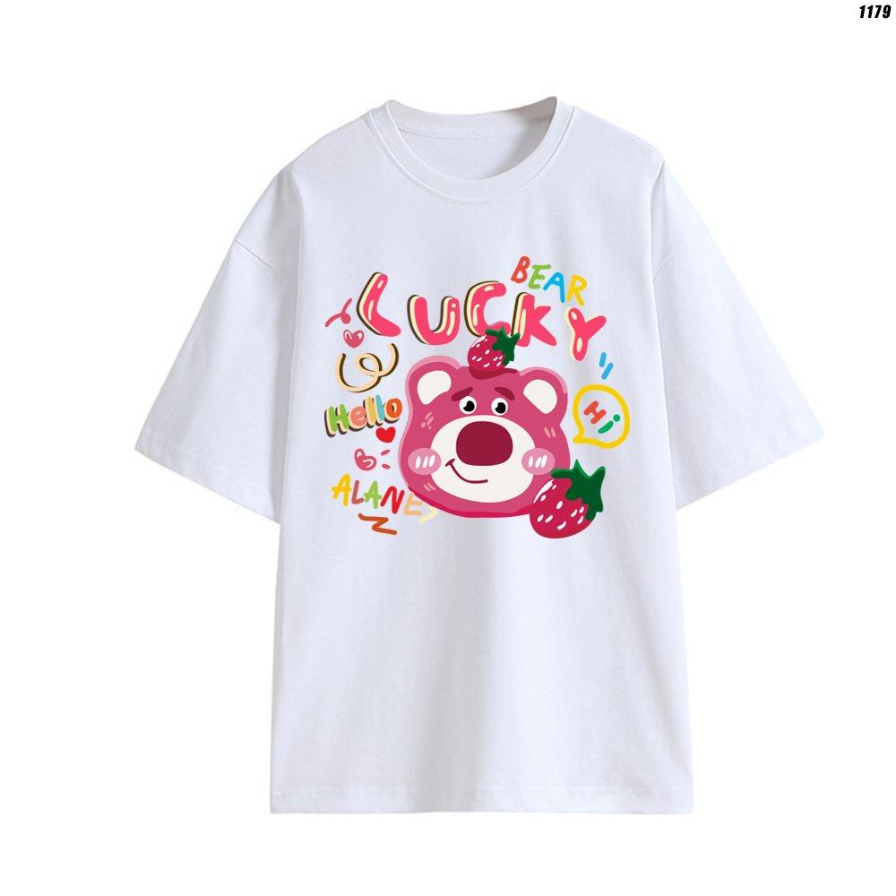 Áo thun tay lỡ unisex in hình Gấu Dâu Lucky Lotso