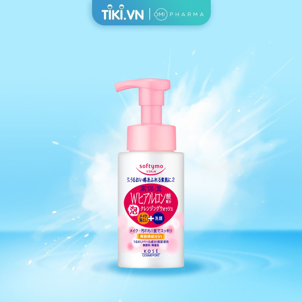Sữa Rửa Mặt & Tẩy Trang 2in1 Tạo Bọt Dưỡng Ẩm, Chống Lão Hóa Bổ Sung Acid Hyaluronic Softymo Nhật Bản