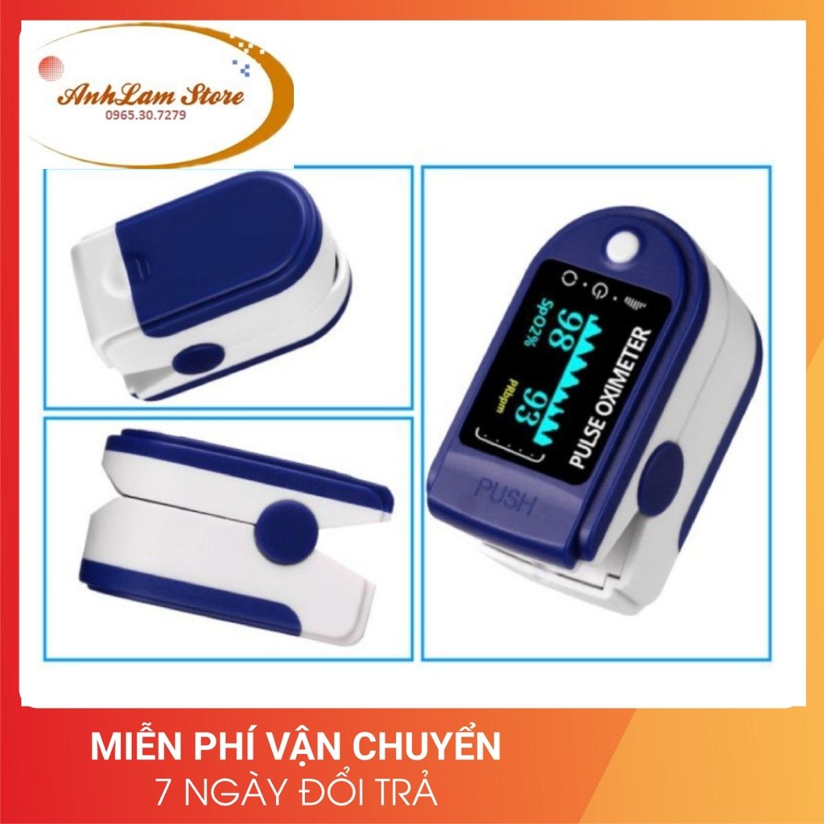 Máy đo nồng độ oxy, SpO2, nhịp tim, độ bão hòa bằng xung đầu ngón tay với màn hình LED Fingertip Clip Pulse Oximeter L-ED Display Mini SpO2 Monitor Oxygen - Anhlam Store