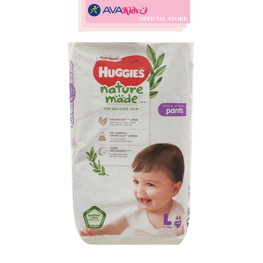 Tã quần Huggies Platinum nature made siêu cao cấp size L 44 miếng (9 - 14 kg)