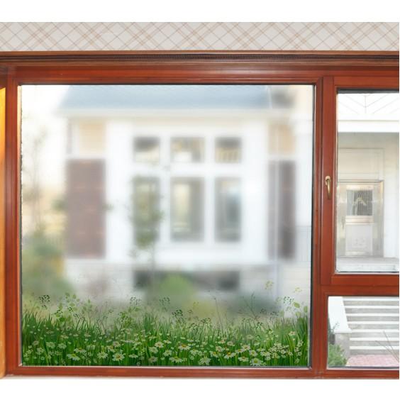 Decal trang trí kính cao cấp mẫu chân hoa cỏ dại trắng - hoa cỏ cao 20cm