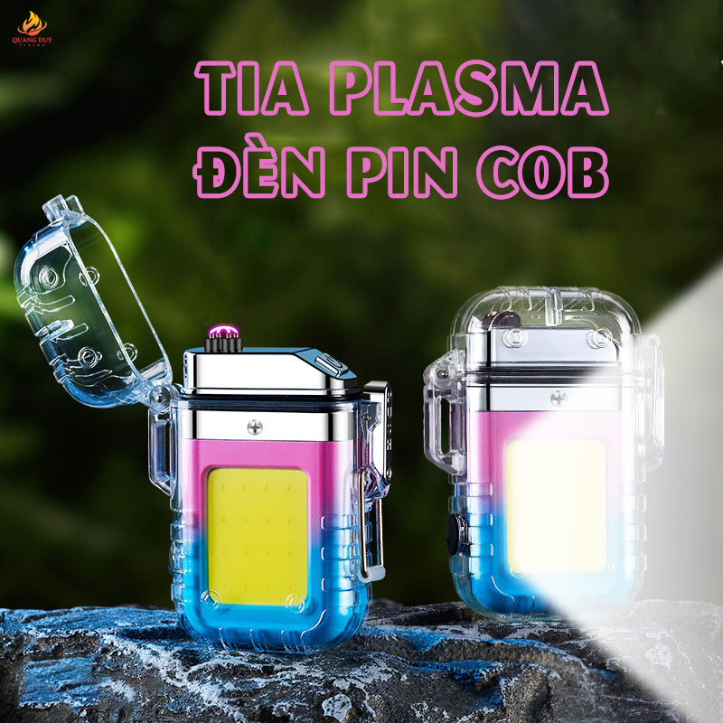 Hột quẹt điện plasma 4 tia chống gió tích hợp đèn pin sạc cổng mới type-c tiện lợi