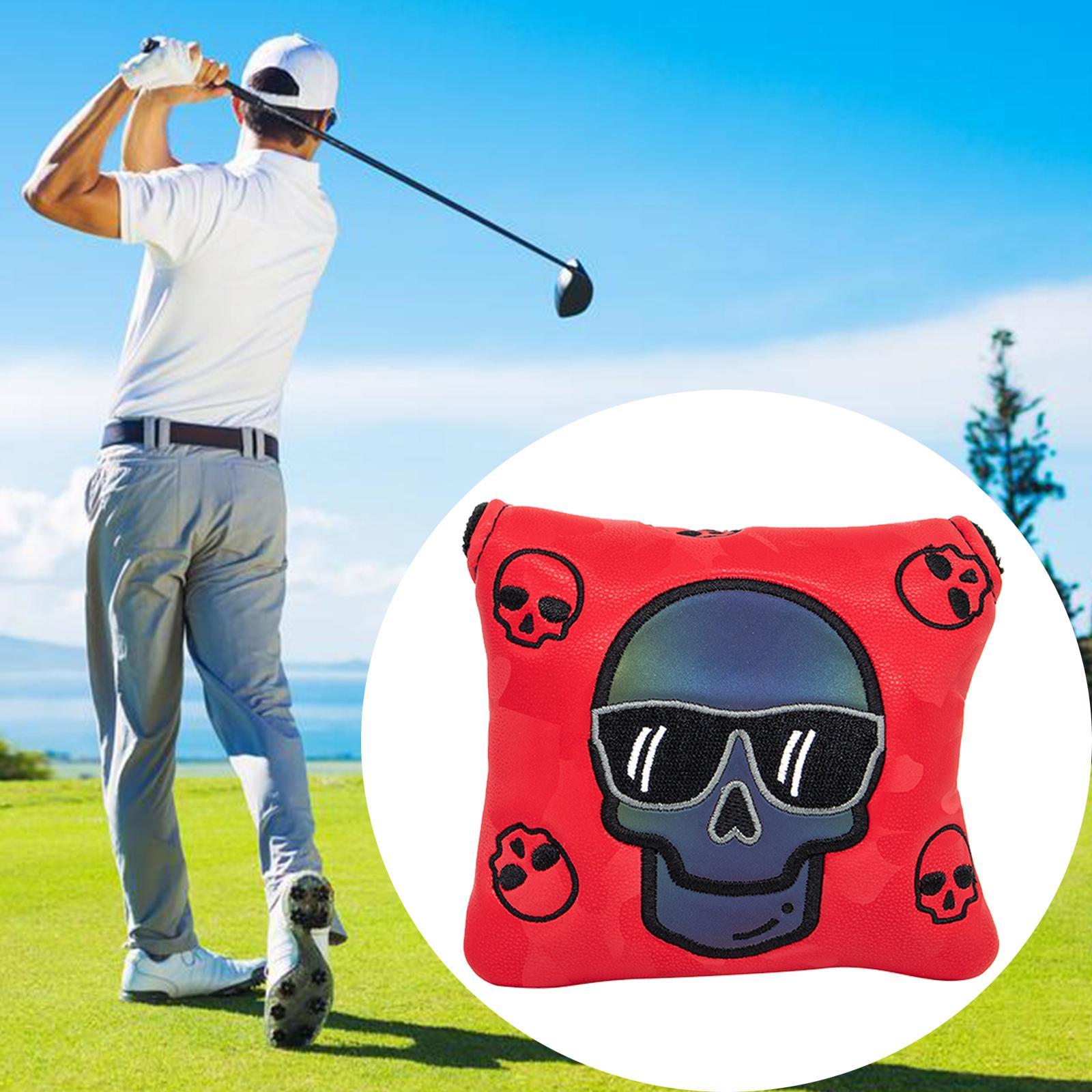 2x Golf Putter Cover, Square Mallet Putter Covers PU Leather Putter covers for head Putter Head Cover with Closure for All Brands Golf Club