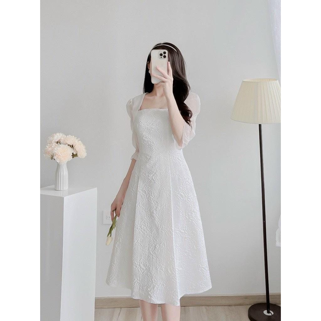 ĐẦM XÒE GẤM HOA TAY DÀI PHỐI TAY VOAN