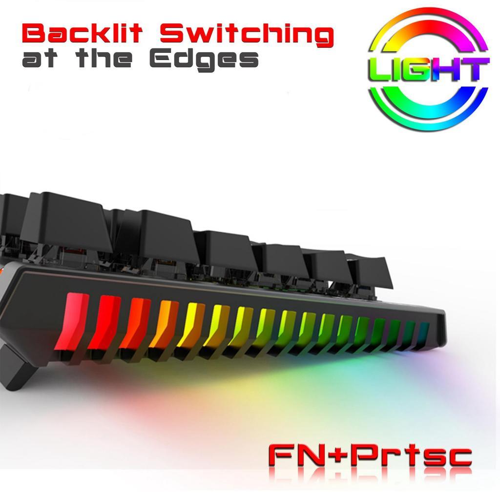 Mechanical Gaming Keyboard 104 Keys RGB Backlit Metal Surface Plate Anti-Ghosting