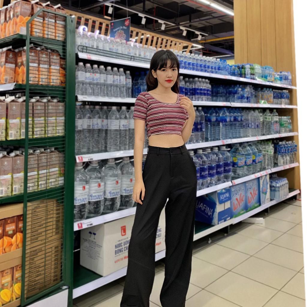 Áo croptop Pink Striped