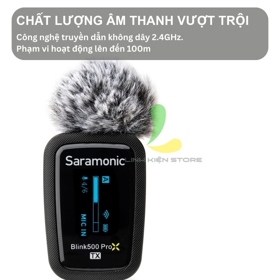 Micro thu âm không dây Saramonic Blink500 ProX B5 - Thiết bị ghi âm dành cho một người công Nghệ 2.4GHz cổng cắm Type-C - Hàng chính hãng