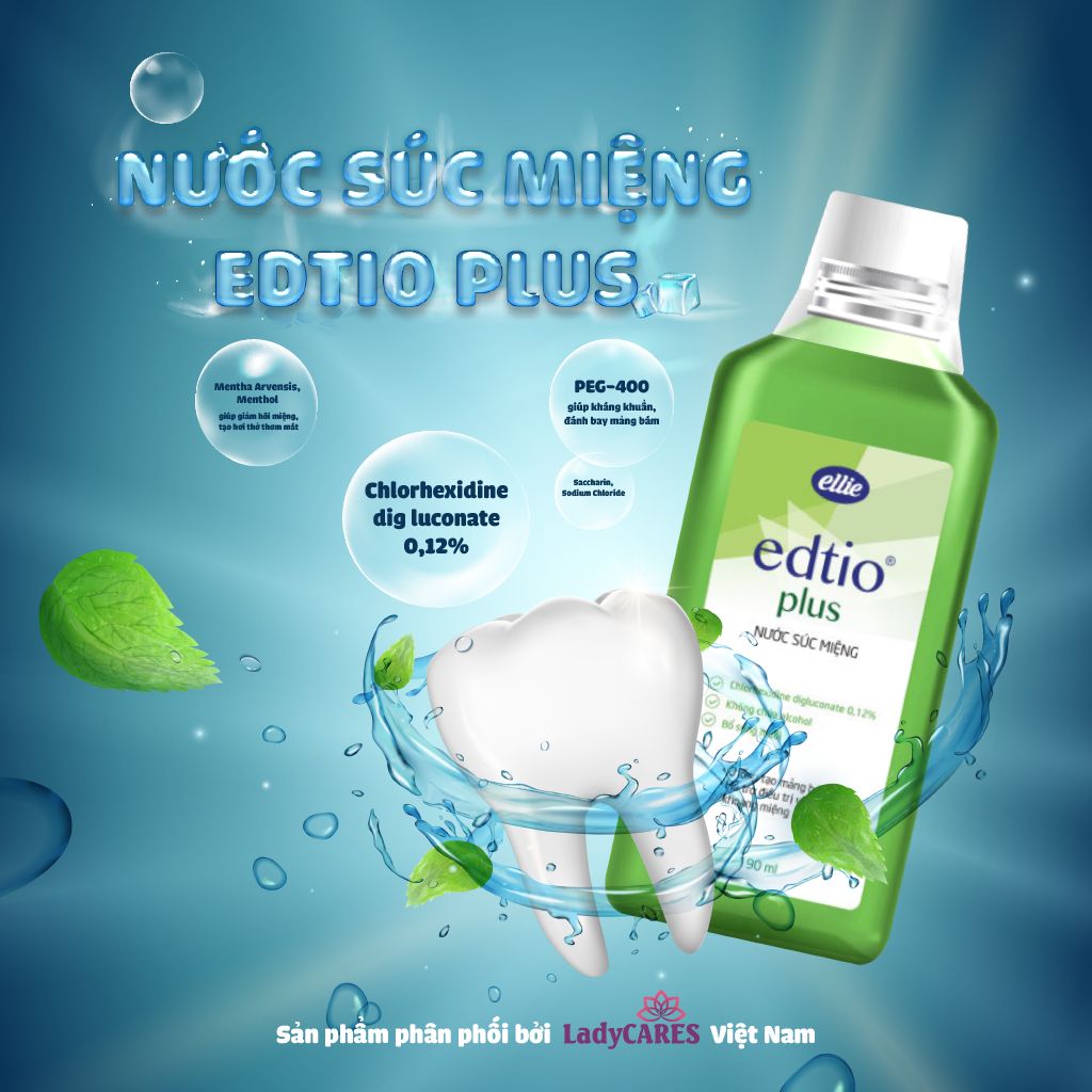 Nước súc miệng Ellie Edtio Plus 190ml chống tạo mảng bám, hôi miệng, hương thơm mát - Lady &amp; Men Viet Nam