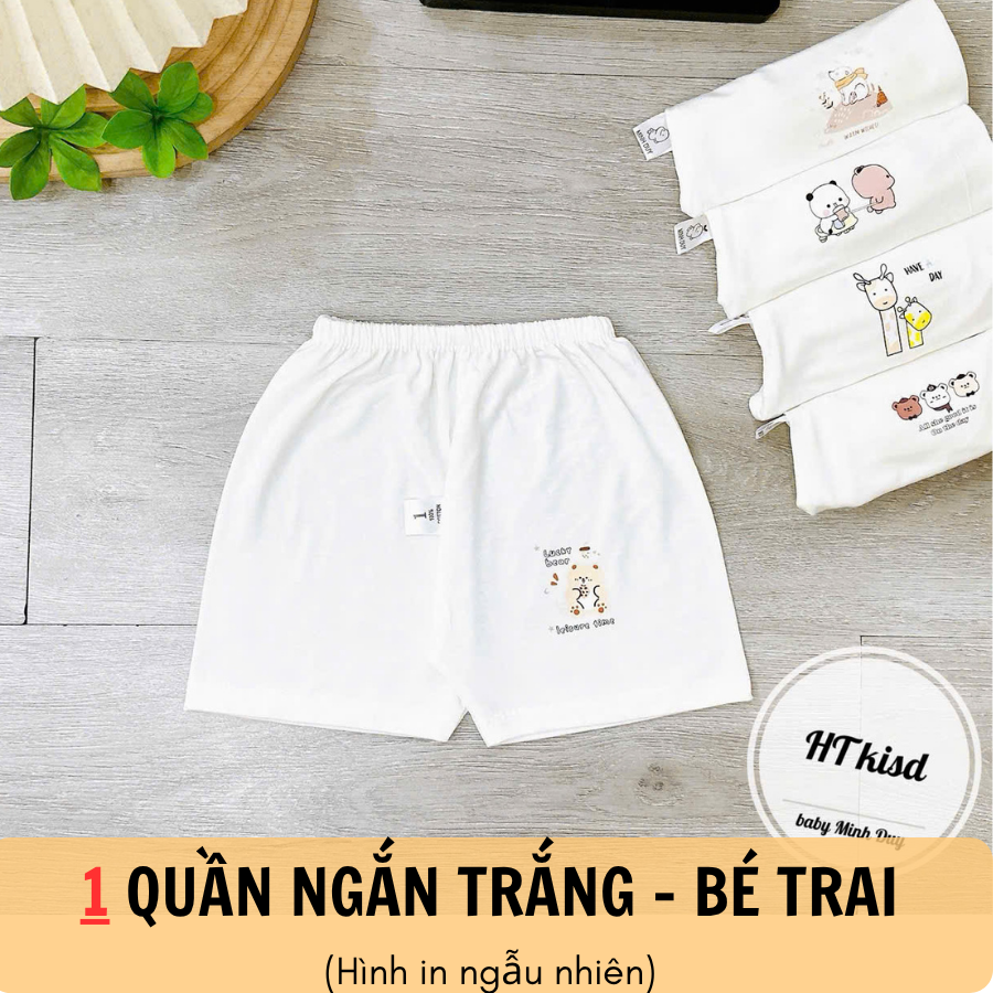 Quần Ngắn Trắng Kem Chất THUN LẠNH Mềm, Mát, Co Giãn 4 Chiều Cho Bé [3-13kg