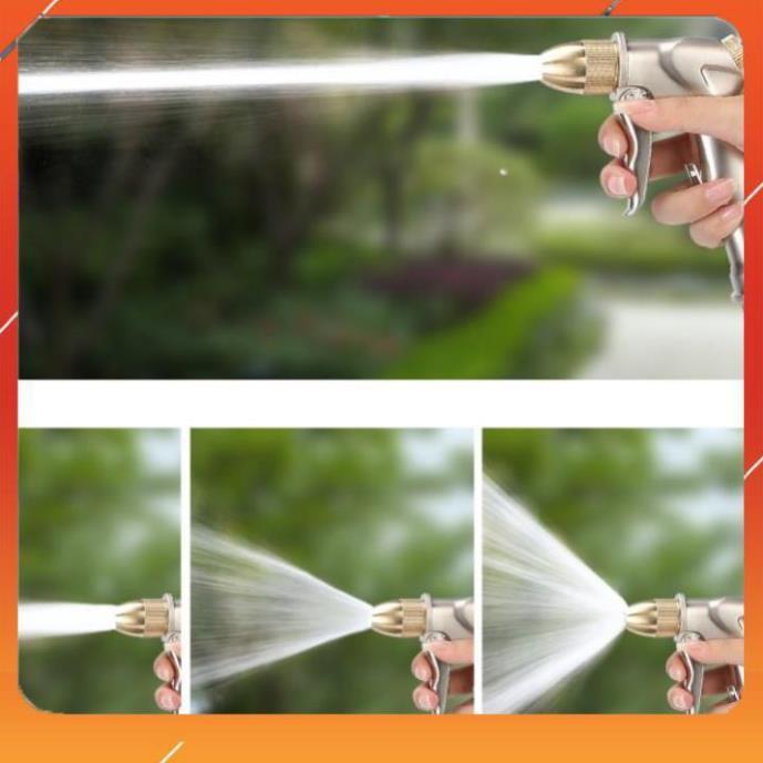Vòi Xịt️Evoucher Bộ dây vòi xịt nước rửa xe, tưới cây , tăng áp 3 lần, loại 20m 206701 đầu đồng,cút,nối đen+ đai