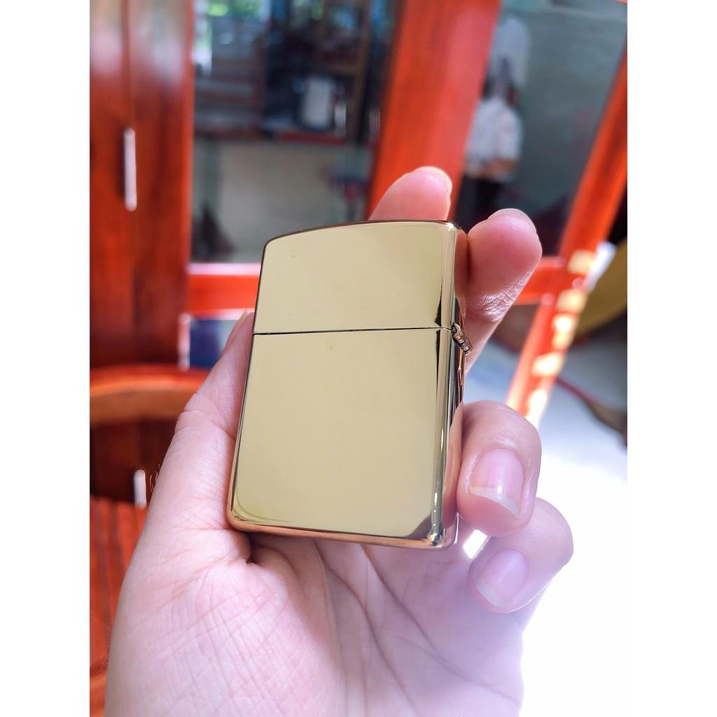 BẬT LỬA ZIPPO ARMOR VỎ DẦY KHẮC ĂN MÒN CẨN XÀ CỪ, HÌNH MÈO CHIÊU TÀI, RUỘT VÀNG