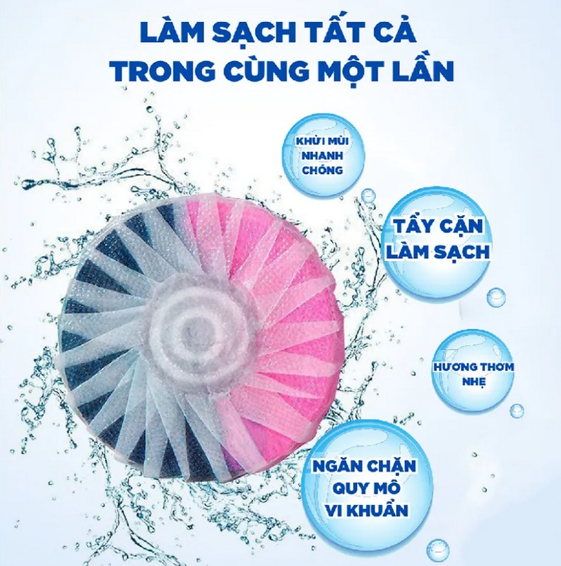 Viên Thả Bồn Cầu Nhật Bản 2 Trong 1 Làm Sạch Sâu, Khử Mùi, Hương Thơm Hoa Hồng