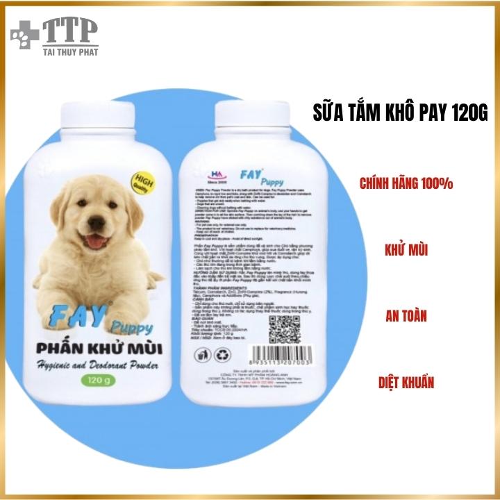 Sữa tắm khô cho chó - Phấn tắm khô khử mùi diệt khuẩn cho chó Fay 120g  - Pet Tài Thủy Phát - T094