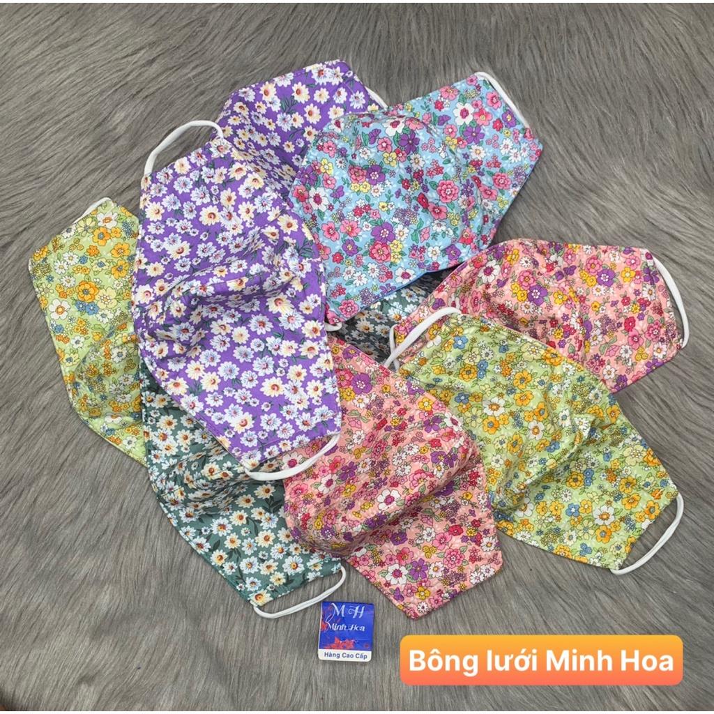 Combo 5 khẩu trang vải 100% kate , họa tiết bông ,thương hiệu cao cấp MINH HOA , ảnh thật , bảo đảm giao đú