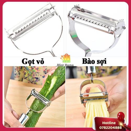 Nạo Rau Củ Quả, Gọt Trái Cây, Dụng Cụ Bào Sợi Thép Không Gỉ Inox 304 Cao Cấp Đa Năng 3 In 1 Tiện Lợi - Miễn Phí Vận Chuyển