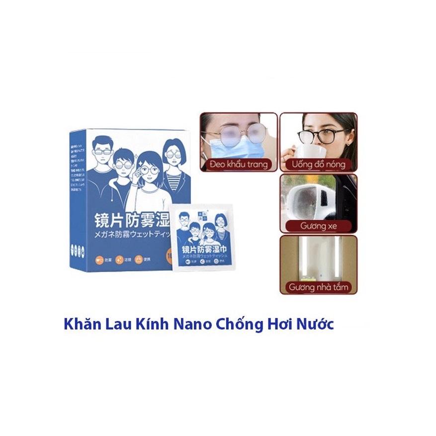 Hộp 100 Gói, Miếng Khăn Ướt Lau Kính Nano, Chống Bám Bụi Bẩn, Vân Tay Trên Kính Mắt, Khăn Lau Kính Tiện Dụng- TakyHome 7227