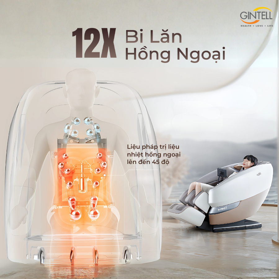 |MUA 1 TẶNG 1|  Ghế Massage Toàn Thân GINTELL A PRO 1 | 2 năm bảo hành chính hãng