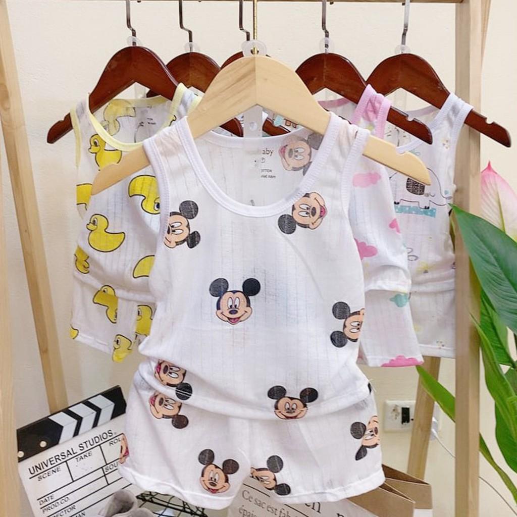 Bộ cotton giấy ba lỗ cho bé trai bé gái sơ sinh, hàng đẹp cực mát