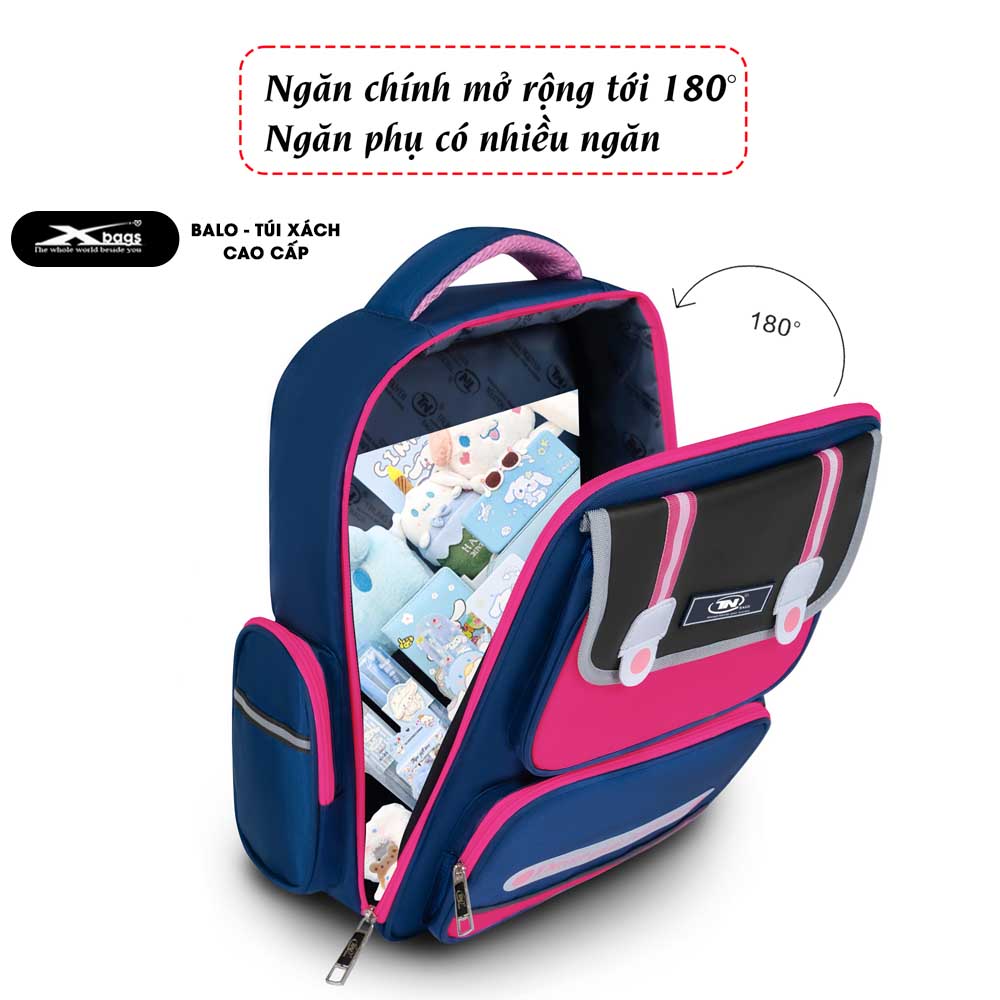 Balo Học Sinh Đẹp Cho Bé Gái Cao Cấp TNBags Smart Pink Màu Hồng, Chống Gù, Nhiều Ngăn, Dễ Thương Xinh Xắn TN.B 3112!