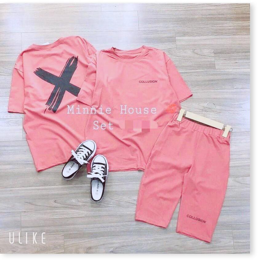 Set bộ lửng áo form rộng - thun cotton co giãn