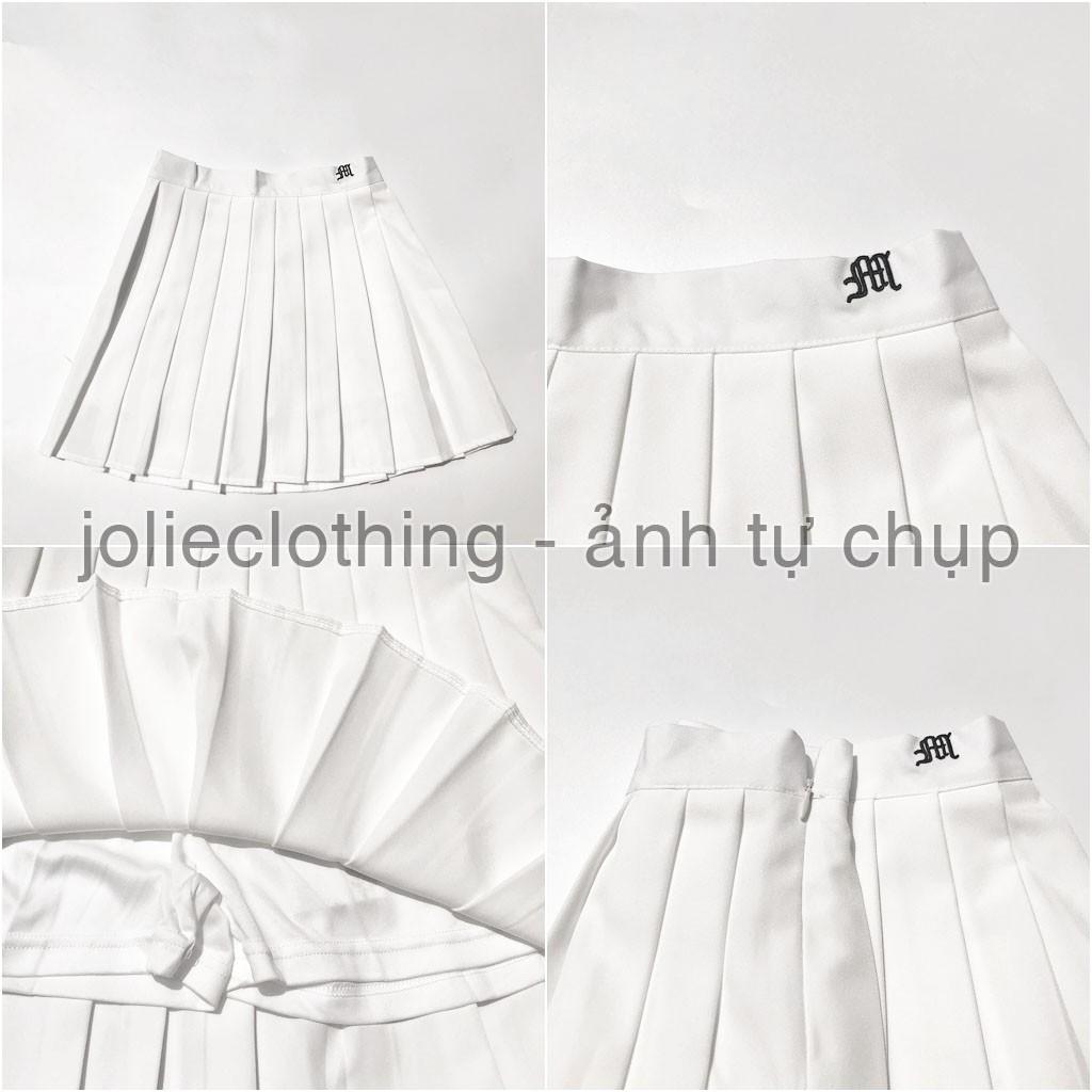 Chân váy tennis xếp ly lưng cao thêu chữ phong cách Hàn Quốc Ulzzang dành cho nữ