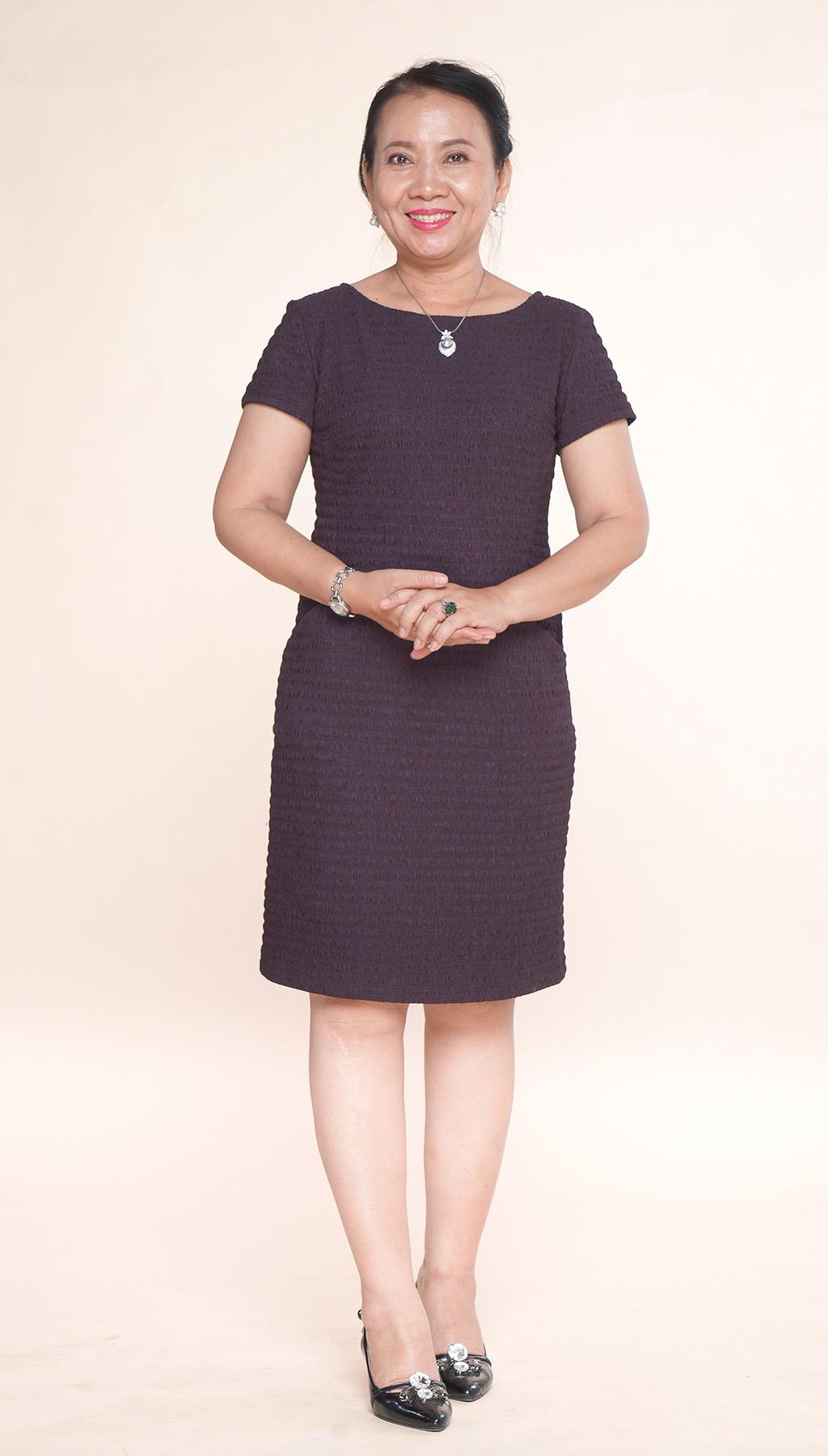 Đầm Trung Niên UGETHER UPAR49 - Đầm thun xốp nâu -Size M