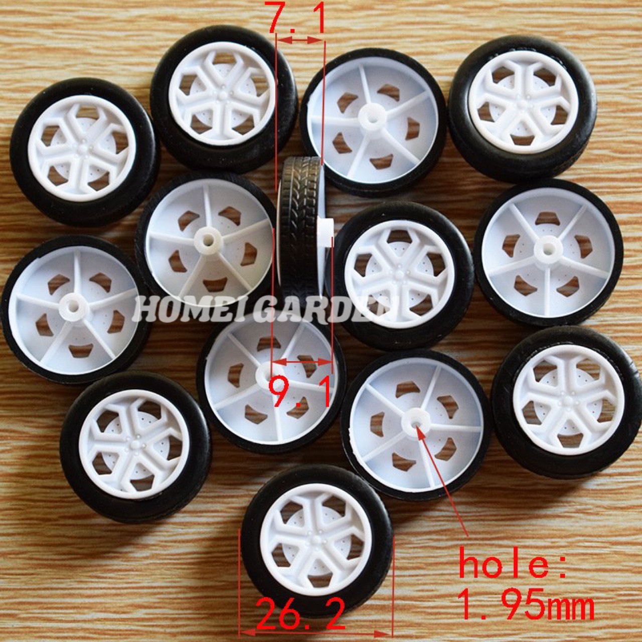 4 bánh xe cao su mini đường kính 26mm kèm 2 truc dài 100mm mô hình - HM0050