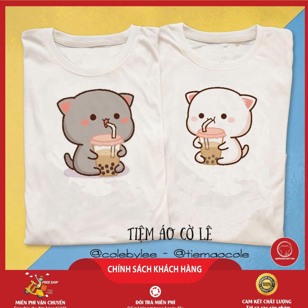 Áo Đôi Tay Cộc Cute màu vàng trắng xám (Giá 1 Áo)