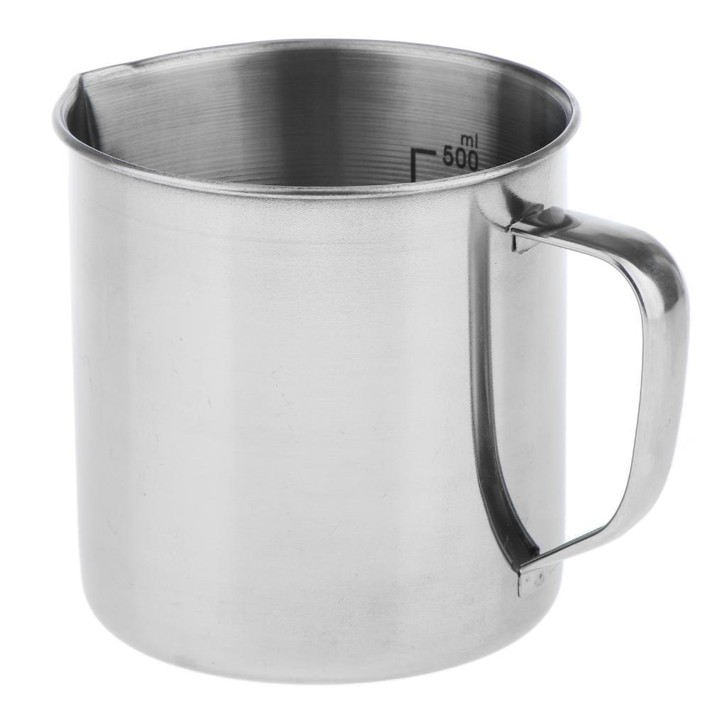 2PCS Stainless Steel Kitchen Liquid Measuring Scale Cup Jug Beaker