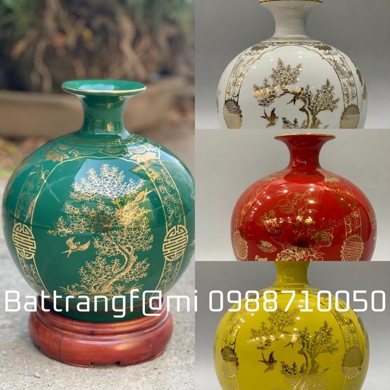 Bình hút lộc tứ cảnh vẽ vàng-cao 27,30,35,40cm