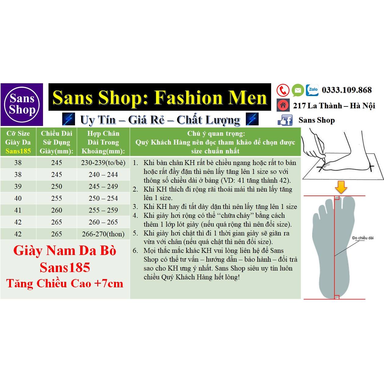 Giày nam da bò thật tăng chiều cao 7cm Sans185 giầy tây lười công sở độn đế cao cấp đen đẹp hàn quốc chú rể mặc vest