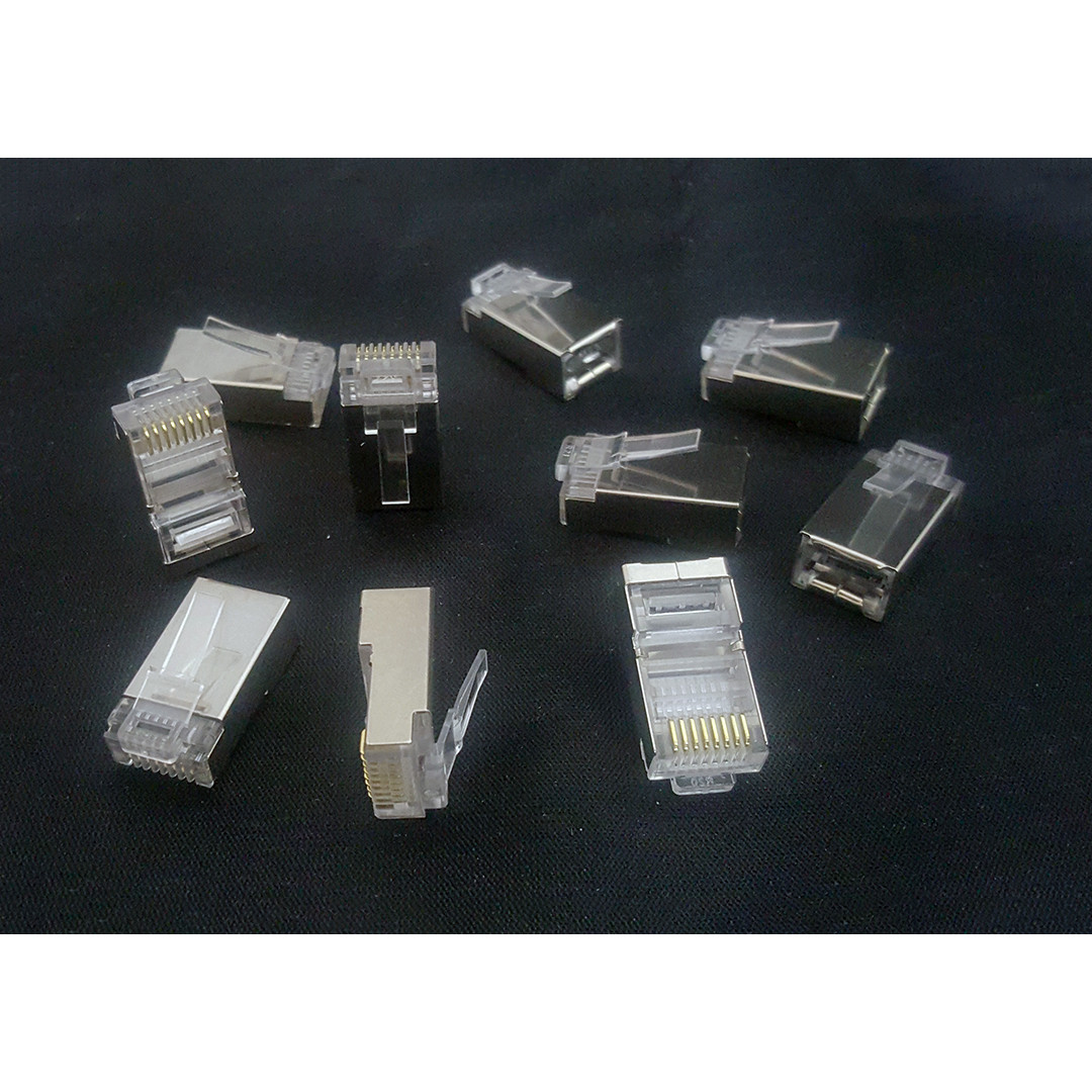 100 Đầu STP UTP Cat 5E Kingmaster KM 512,ĐẦU BẤM MẠNG CAT 5, ĐẦU CHOONGS NHIỄU, ĐẦU RJ45 BỌC SẮT-HÀNG CHÍNH HÃNG