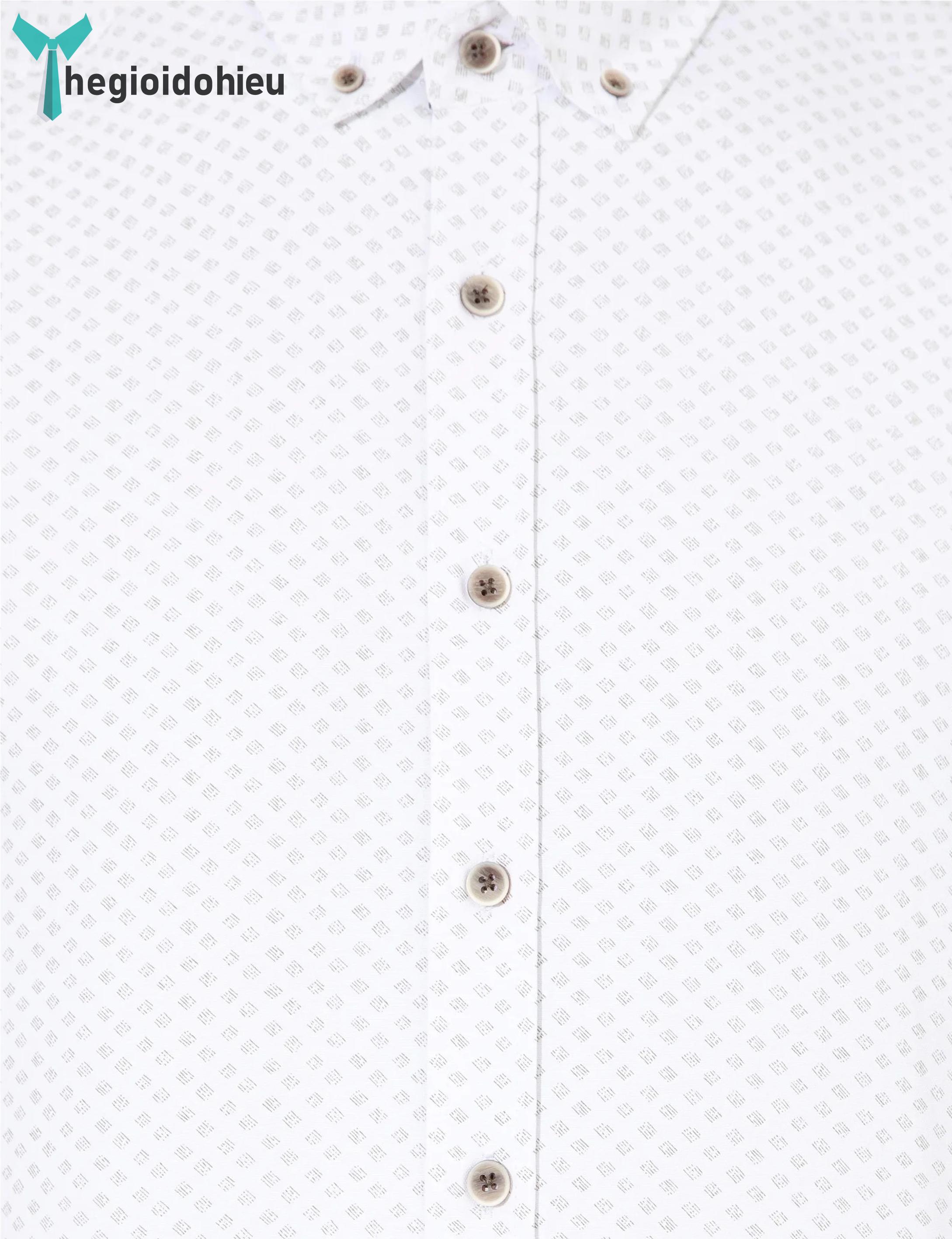 Áo sơ mi nam ngắn tay Pie Cardin PCShirt101 (Trắng họa tiết) - Hàng nhập khẩu - Không túi - Trắng họa tiết