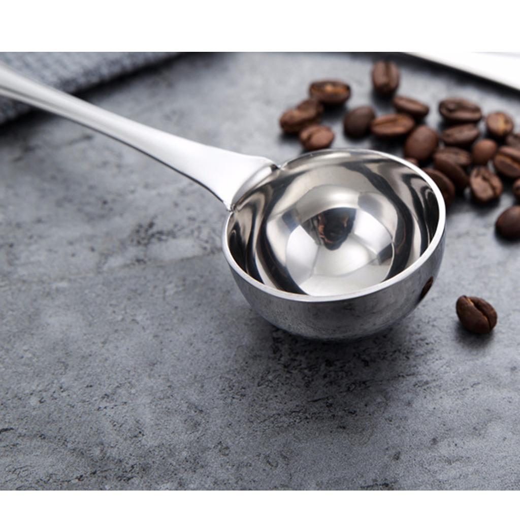 2x Stainless Steel Coffee Milk Powder Tea Leaves Self-measuring Spoon