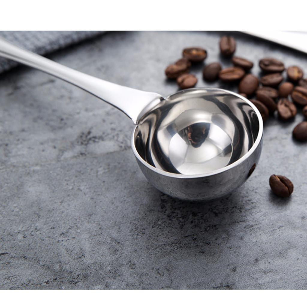 2xStainless Steel Coffee Milk Powder Tea Leaves Self Measuring Scoop Spoon