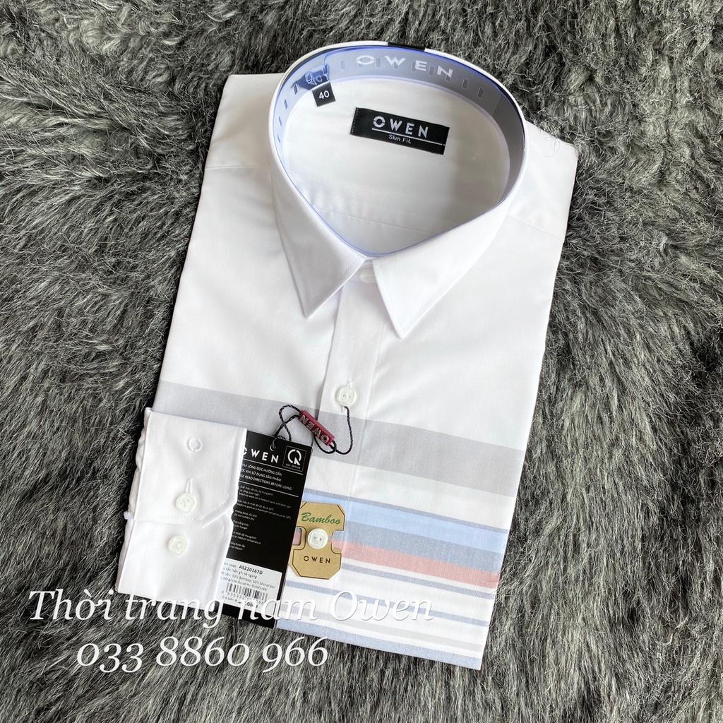 OWEN - Áo Sơ mi dài tay Slimfit Owen chất sợi tre kẻ ngang 220167