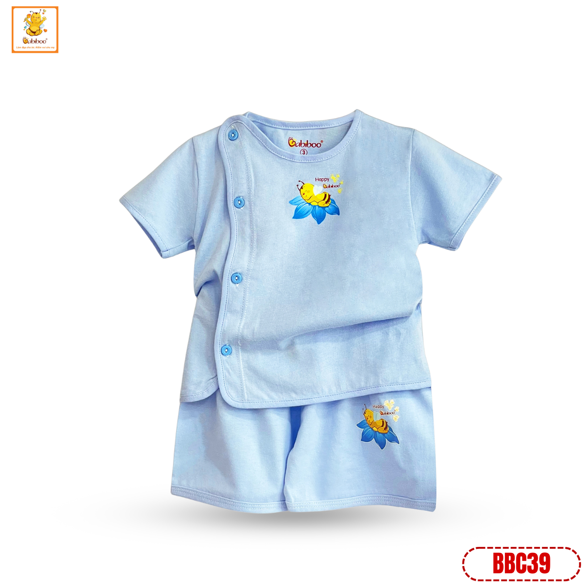 Đồ sơ sinh Babiboo bộ ngắn tay vải cotton mềm mịn, an toàn cho làn da (3kg-12kg)- BBC39