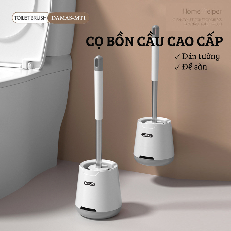 Cây Cọ Bồn Cầu Toilet, Cọ Nhà Vệ Sinh Cao Cấp Damas MT1 - Tích Hợp Bình Đựng Nước Tẩy Khô Thoáng Làm Sạch Nhanh Chóng, Dụng Cụ Gắp Tóc Vô Cùng Tiện Lợi