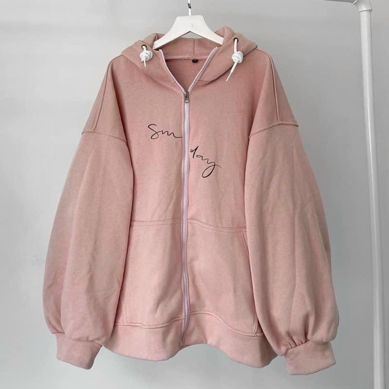 Áo khoác nỉ lót bông Sunday unisex full zip Áo Khoác Nỉ Lót Bông Dây Kéo form rộng ullzang Unisex
