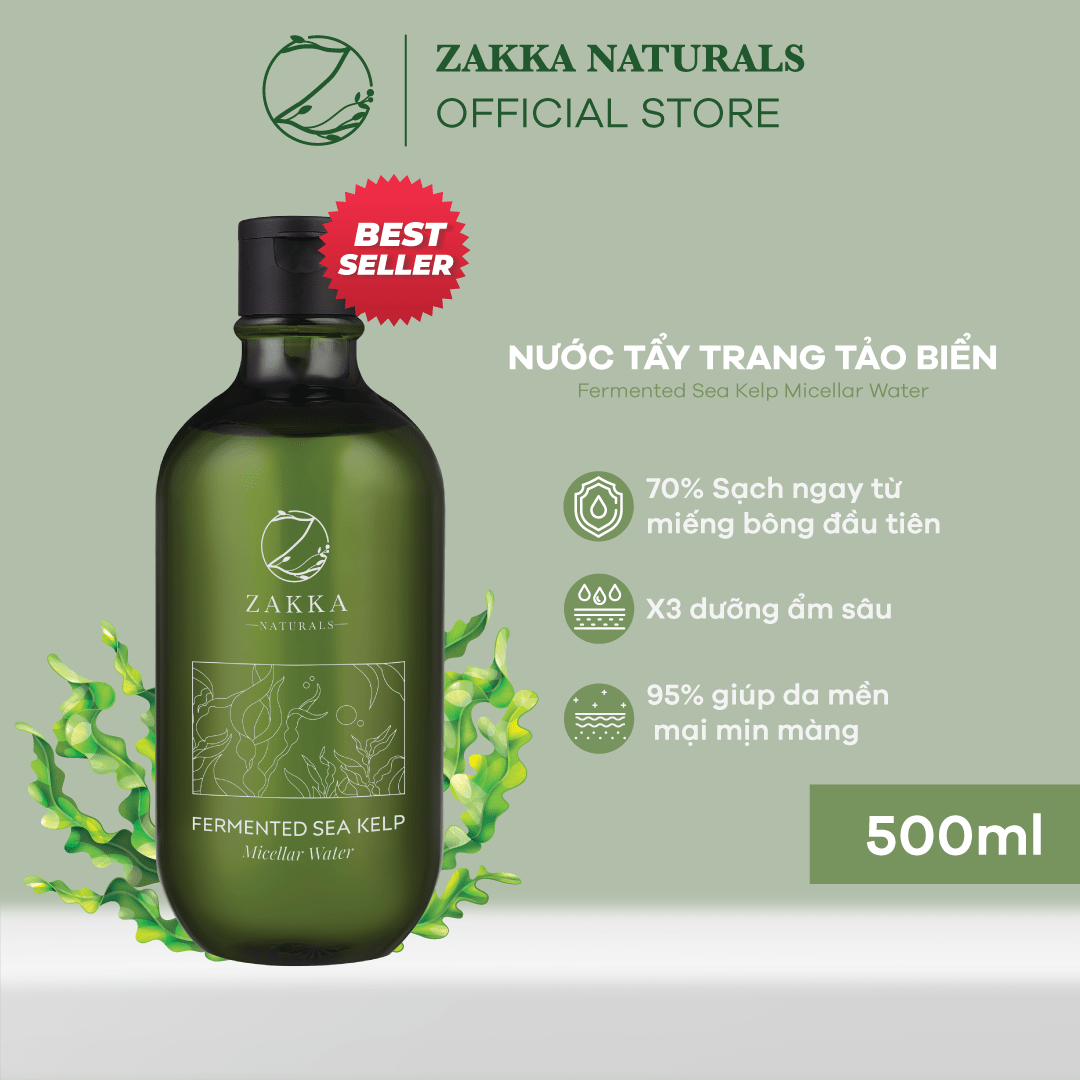 Nước Tẩy Trang Tảo Biển Sạch Mềm Mịn và Hỗ Trợ Sáng Da 500ml