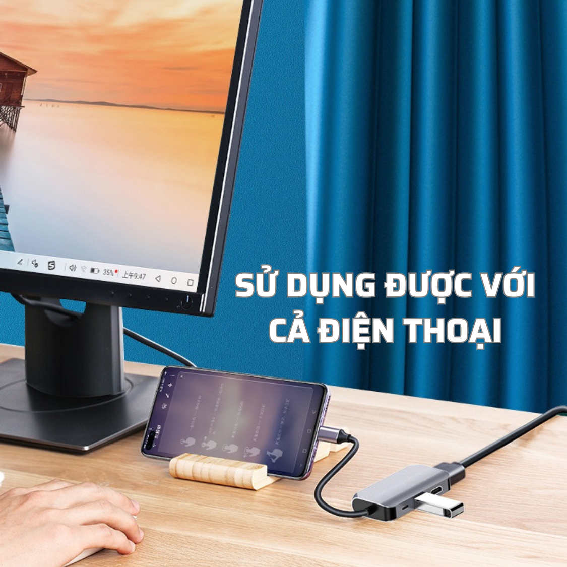 Hub Chuyển Đổi Type-C Chia 4 Cổng HDMI/VGA/PD 2.0/USB 3.0 - Hàng Chính Hãng Tamayoko