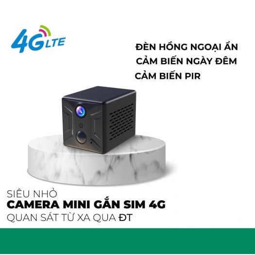 Camera mini lắp sim 4G-1080p xem qua đt kèm thẻ 64Gb